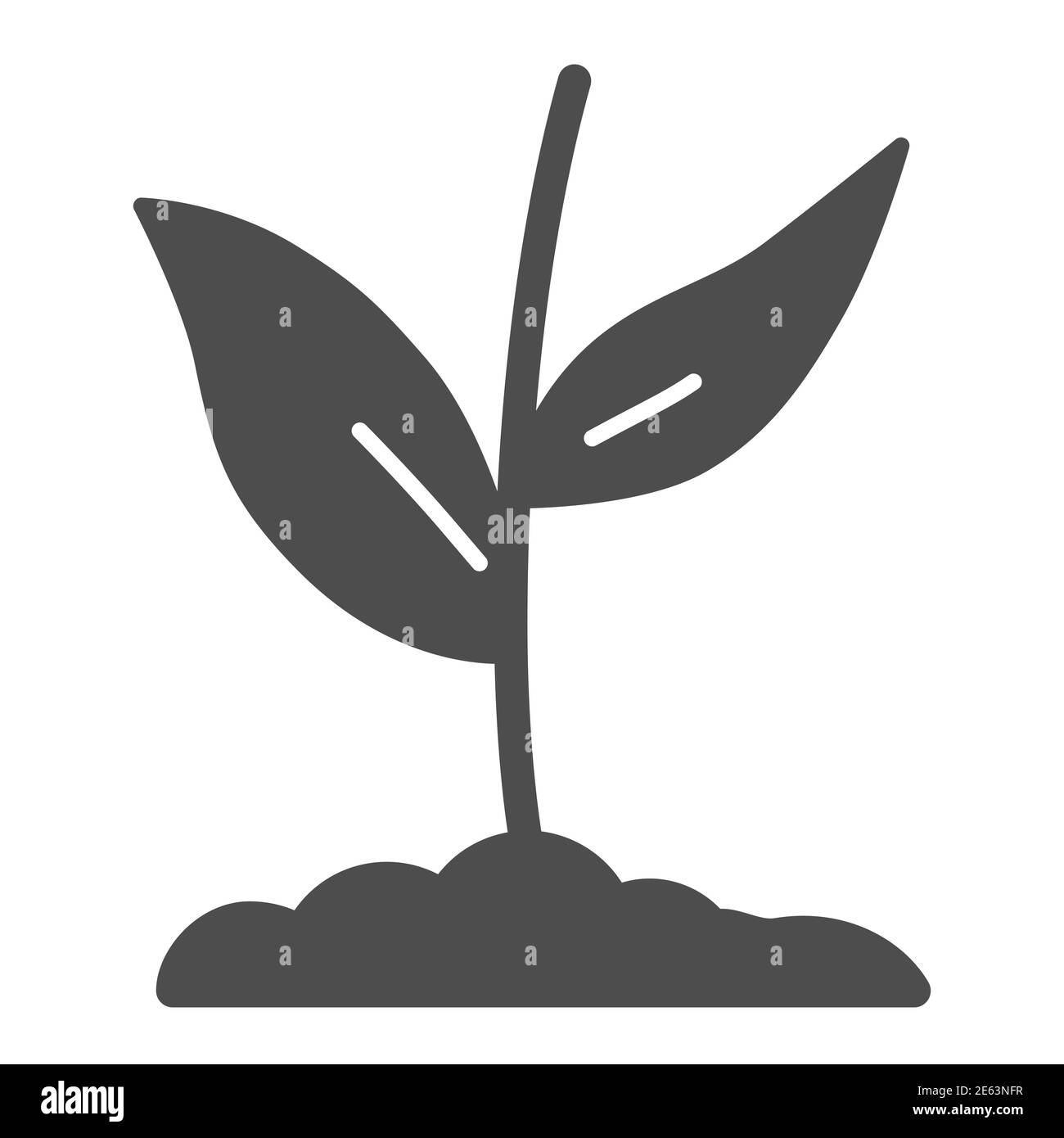 La plante pousse dans le sol solide icône, nature concept, fleur de plante dans le sol symbole sur fond blanc, germe avec deux feuilles icône en style glyphe pour Illustration de Vecteur