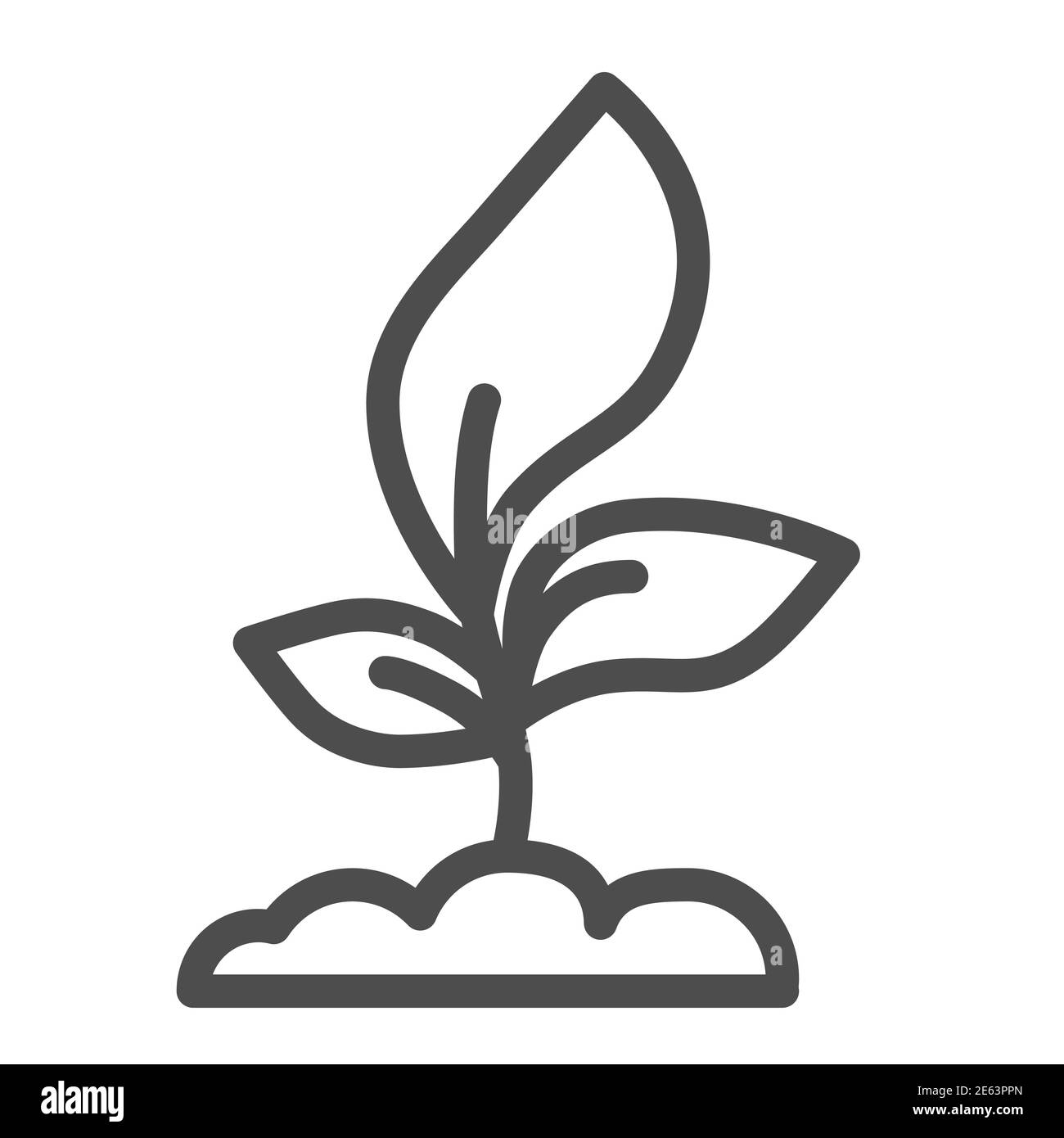 Jeune plantule avec icône de la ligne de trois feuilles, concept d'agriculture, symbole d'Sprout sur fond blanc, icône de plante en croissance dans le style de contour pour mobile Illustration de Vecteur