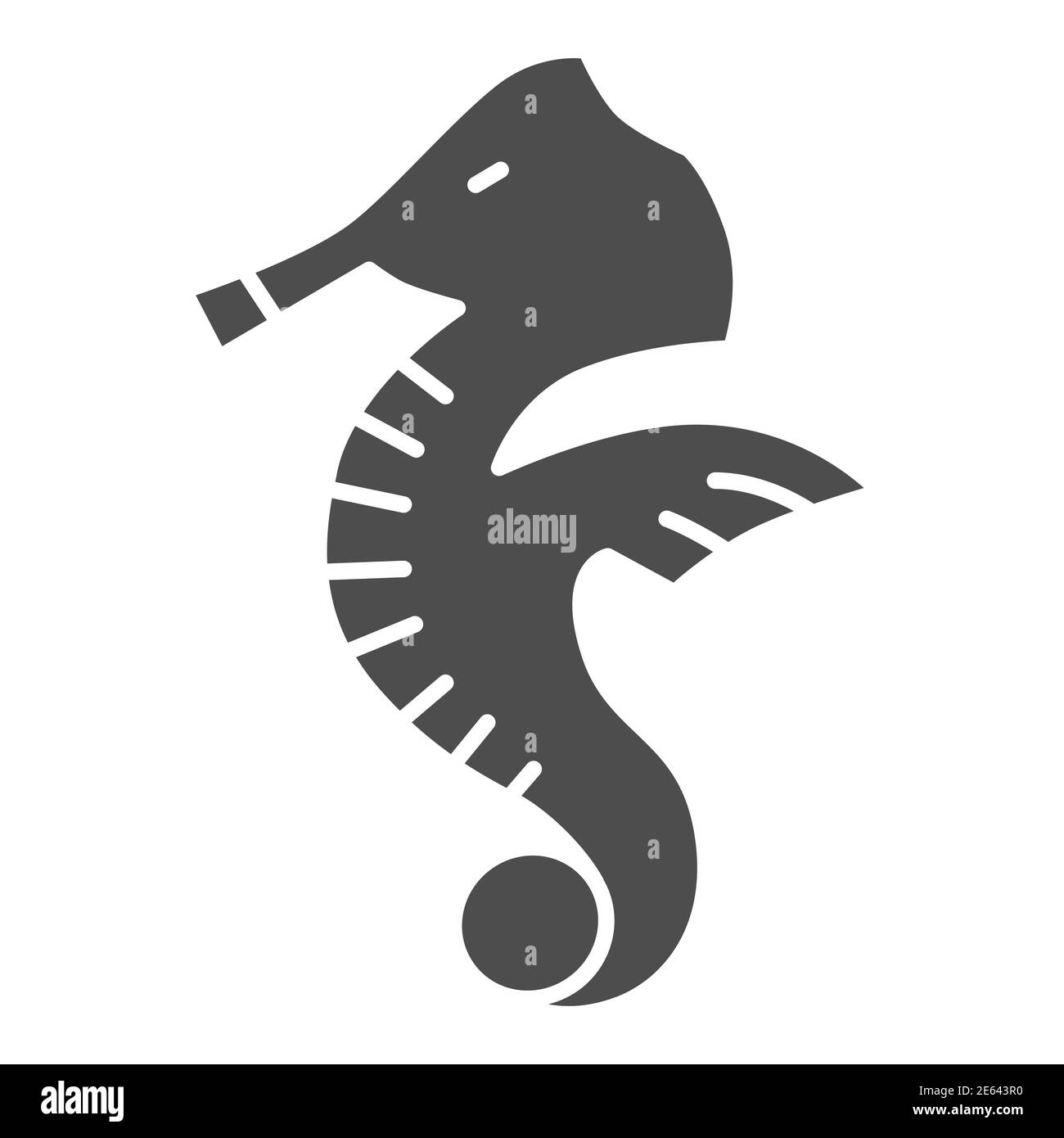 Icône de cheval de mer solide, concept de vie d'océan, signe de cheval de mer sur fond blanc, symbole d'animal aquatique sous-marin dans le style de glyphe pour le concept mobile et Illustration de Vecteur