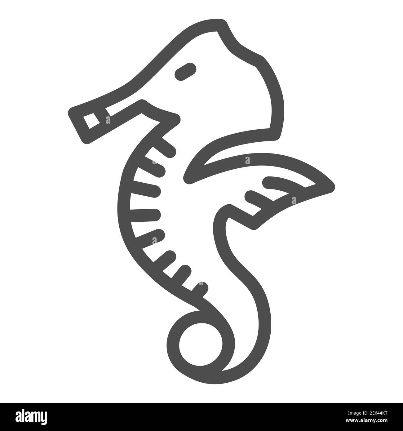 Icône de la ligne de hippocampe, concept de vie d'océan, signe de cheval de mer sur fond blanc, symbole d'animal aquatique sous-marin dans le style de contour pour le concept mobile et Illustration de Vecteur