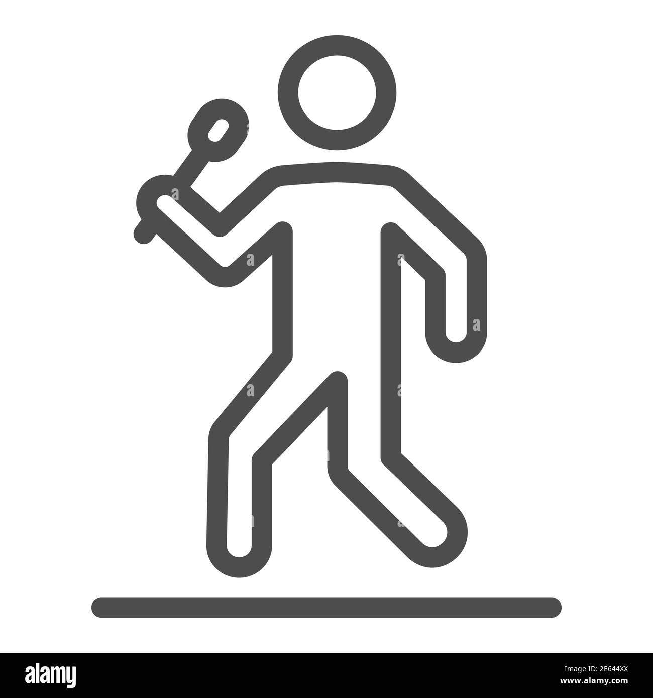 Icône de ligne de chanteur, concept de festival de musique, Homme avec signe de microphone sur fond blanc, star chanteur à l'icône de concert dans le style de contour pour mobile Illustration de Vecteur