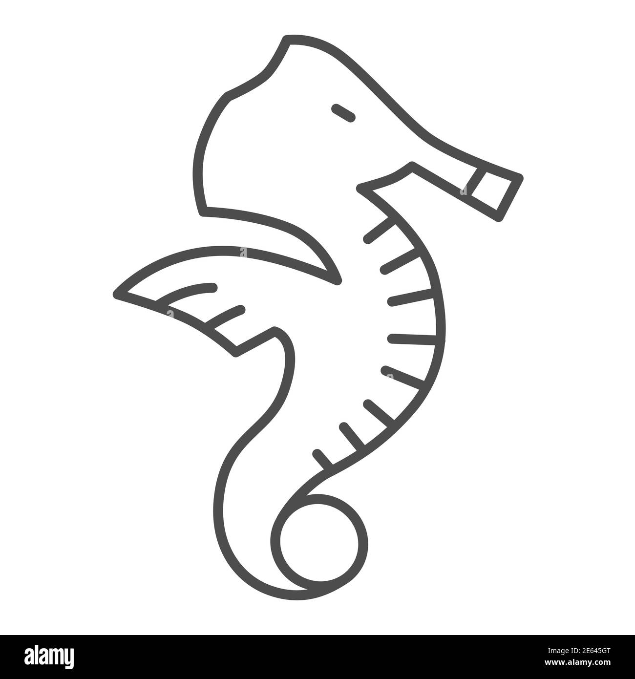 Icône de trait fin de cheval de mer, concept de vie d'océan, signe de cheval de mer sur fond blanc, symbole d'animal aquatique sous-marin dans le style de contour pour le concept mobile Illustration de Vecteur