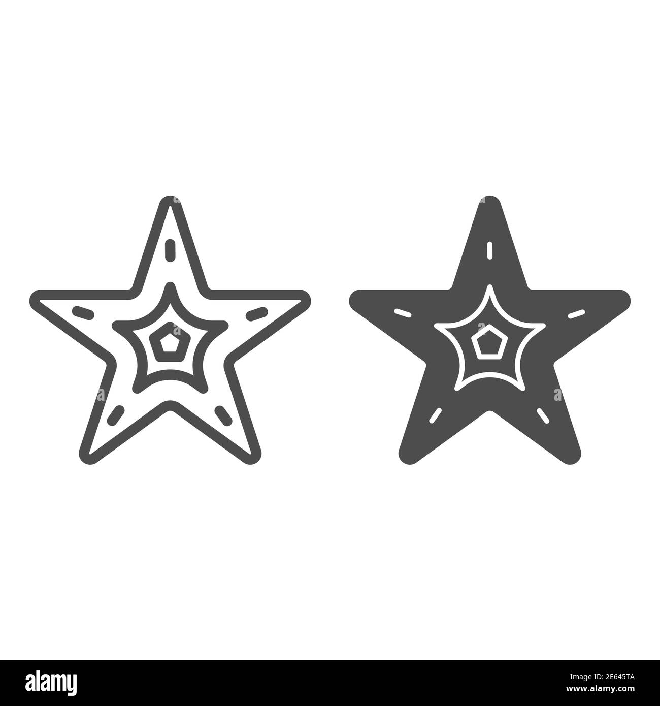 Ligne de Starfish et icône solide, concept nautique, signe de la mer sur fond blanc, icône de l'étoile de mer dans le style de contour pour le concept mobile et le web design Illustration de Vecteur