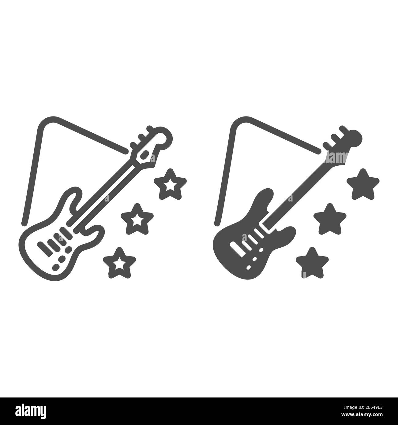 Ligne de guitare et icône solide, Music festival concept, Electric Guitar  signe sur fond blanc, Guitar avec étoiles icône dans le style de contour  pour mobile Image Vectorielle Stock - Alamy