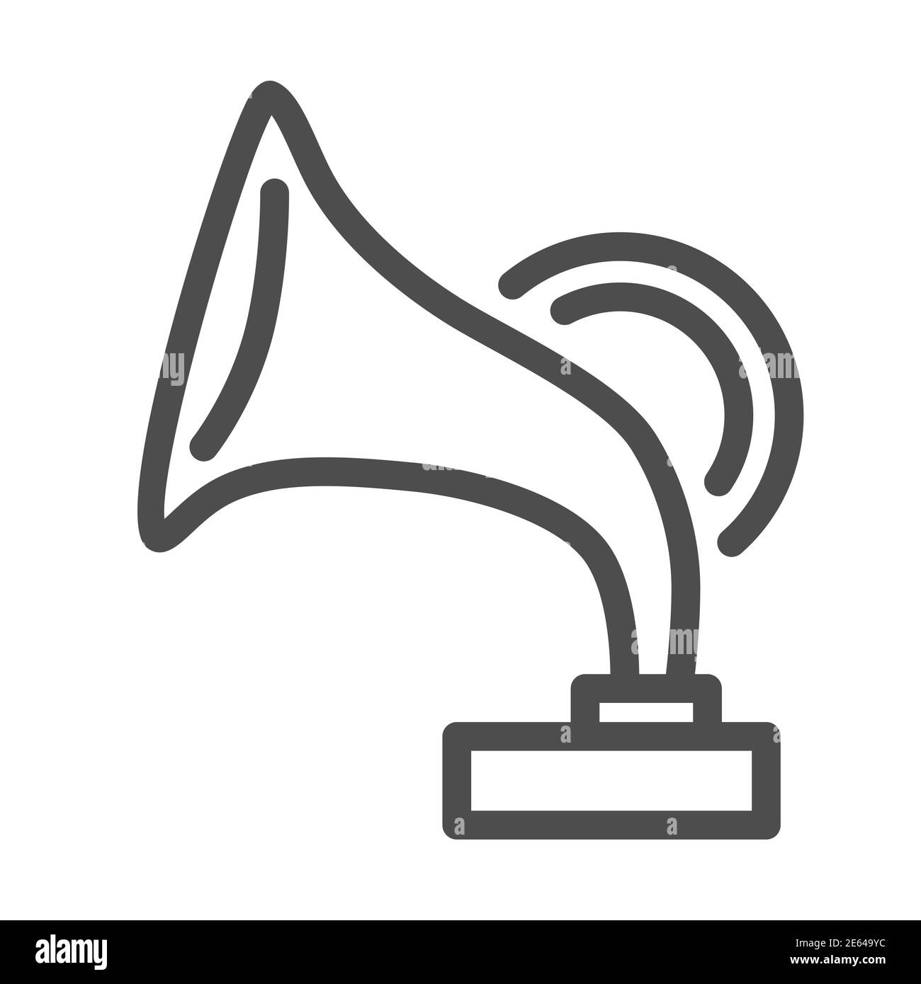 Icône de la ligne Gramophone, concept du festival de musique, signe du Music Award sur fond blanc, icône du gramophone antique dans le style de contour pour le concept mobile et Illustration de Vecteur
