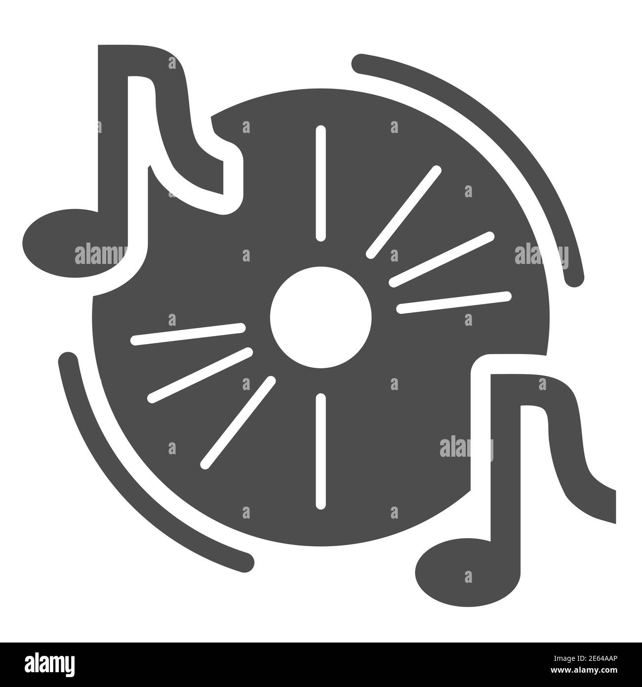 Disque audio icône solide, Music festival concept, CD et notes de musique signe sur fond blanc, symbole musical dans le style glyphe pour le concept mobile et le Web Illustration de Vecteur