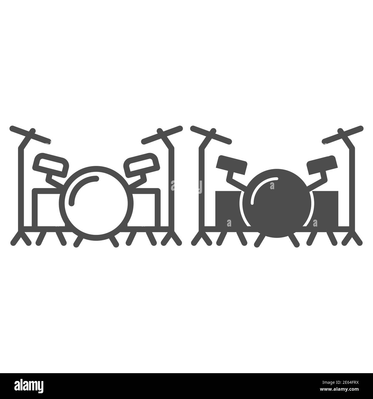 Batterie ligne et icône solide, Music festival concept, drum set signe sur fond blanc, drum kit icône dans le style de contour pour le concept mobile et le web design Illustration de Vecteur