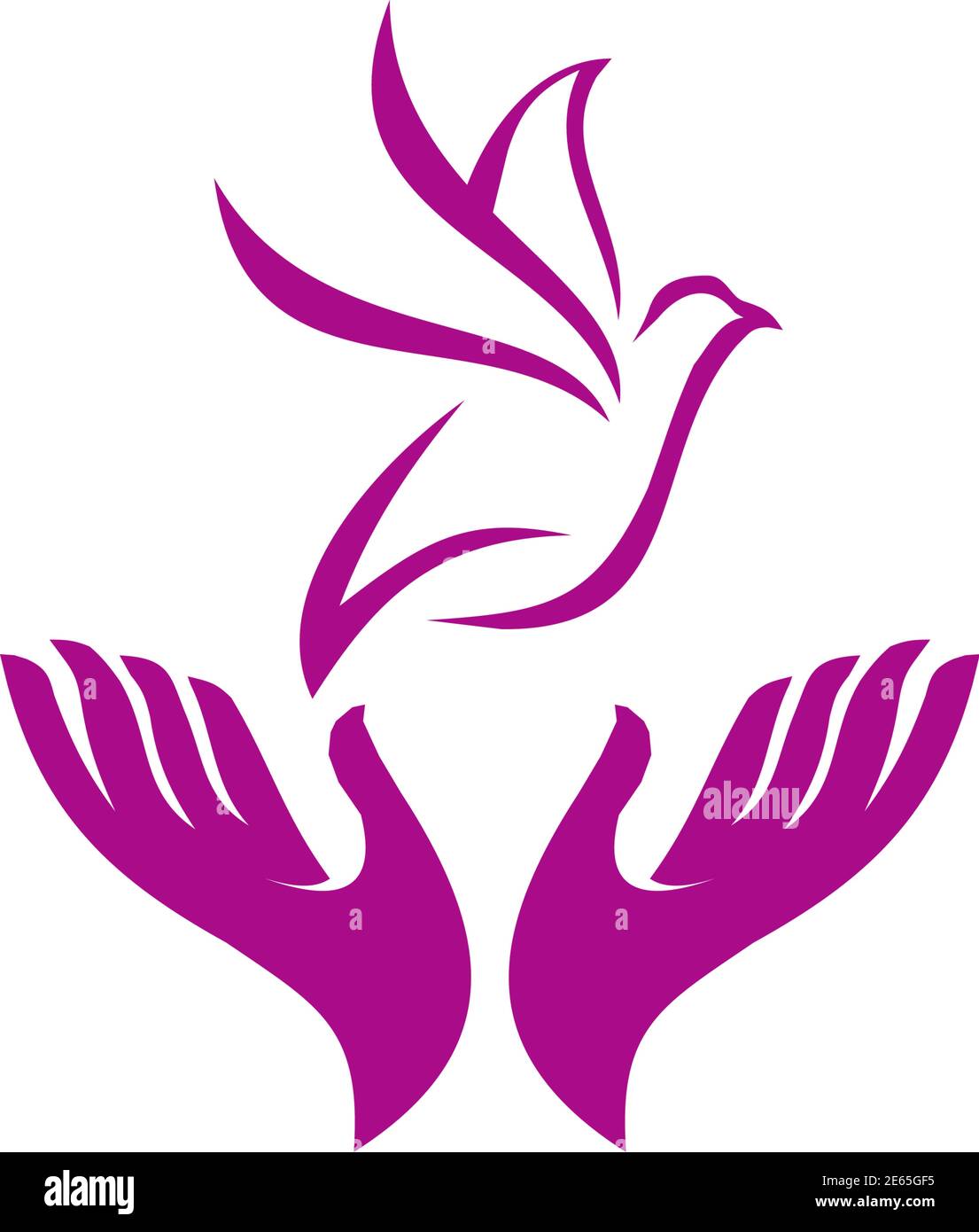 Logo Peace avec modèle d'icône à main et colombe Illustration de Vecteur