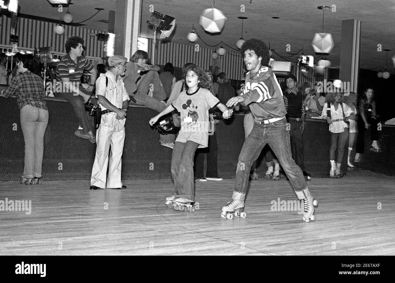 Bobby Hegyes de Welcome Back Kotter TV show au Flippers Roller Boogie Palace à West Hollywood, Californie, USA, 1978 Banque D'Images