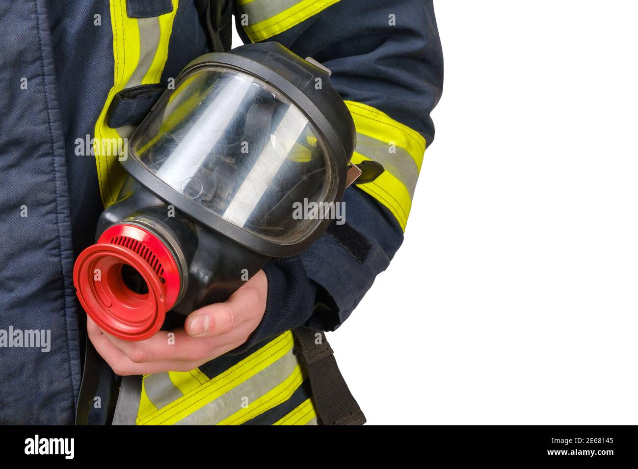 Masque respiratoire de protection complet à la main d'un pompier non  reconnu Photo Stock - Alamy