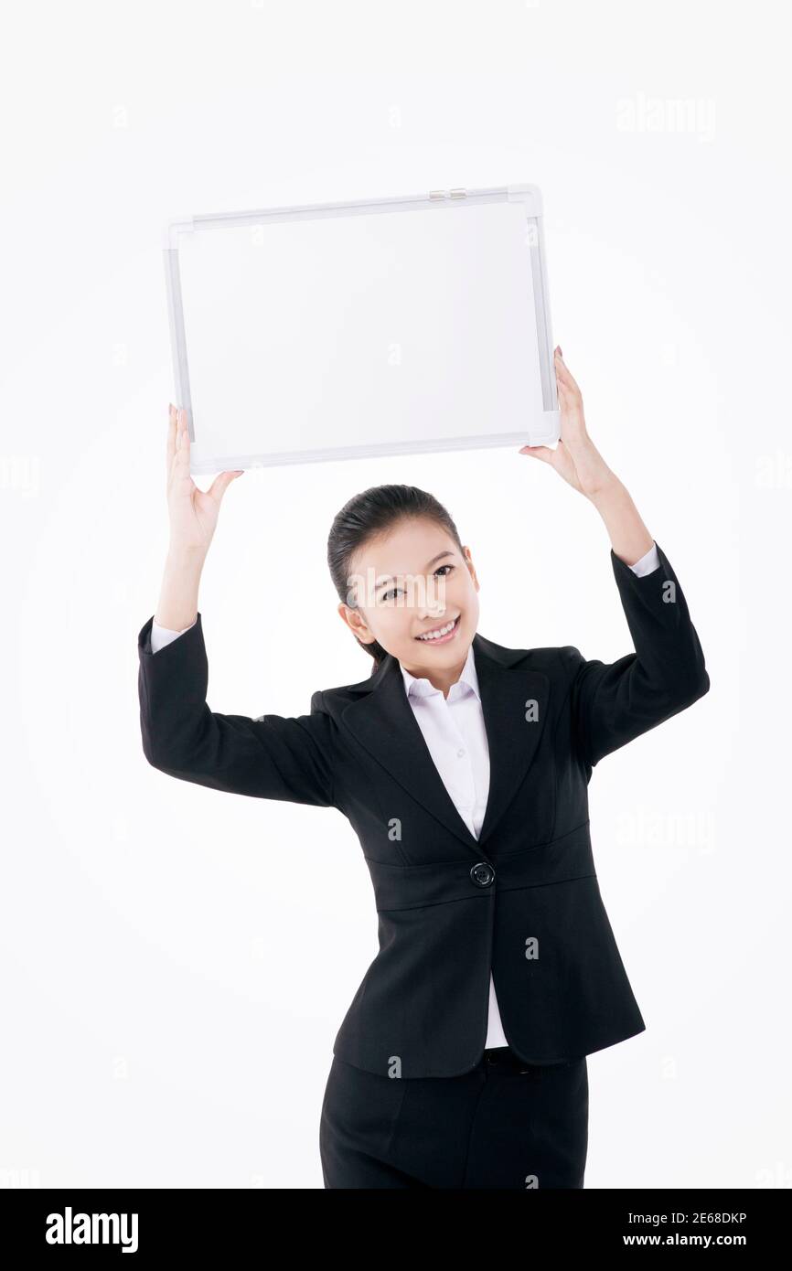Femme d'affaires avec tableau blanc photo de haute qualité Banque D'Images