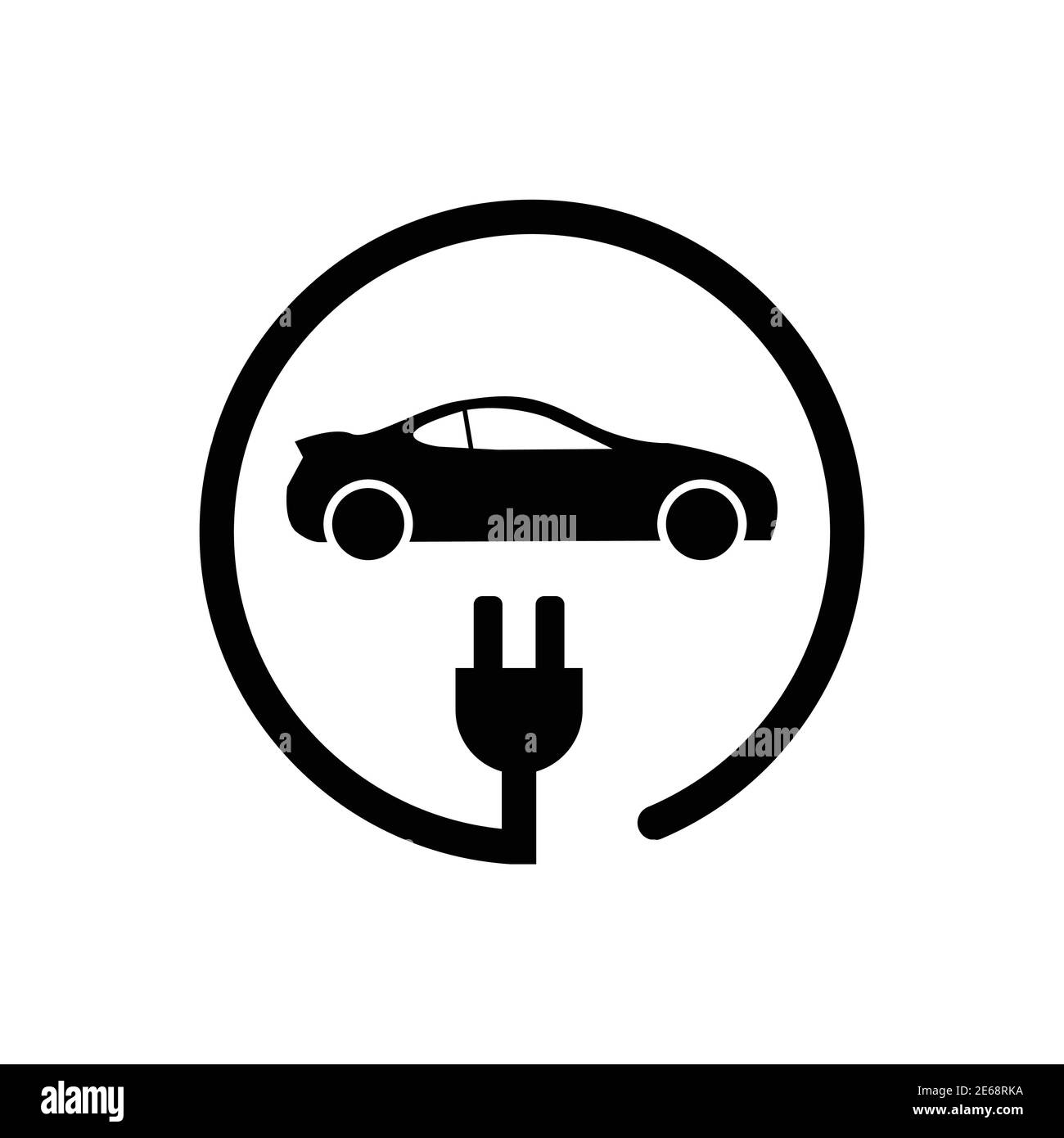 Voiture électrique avec vecteur d'icône de fiche câble automobile électrique et symbole de charge de fiche pour le design graphique, logo, site Web, médias sociaux, application mobile, Illustration de Vecteur