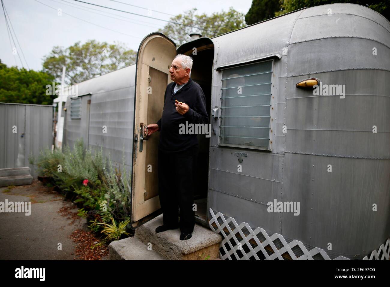 Bill Niederberger 81 Looks Out From His Trailer In Which He Has Lived For Over 30 Years In Village Trailer Park In Santa Monica California July 12 12 Developer Marc Luzzatto Wants