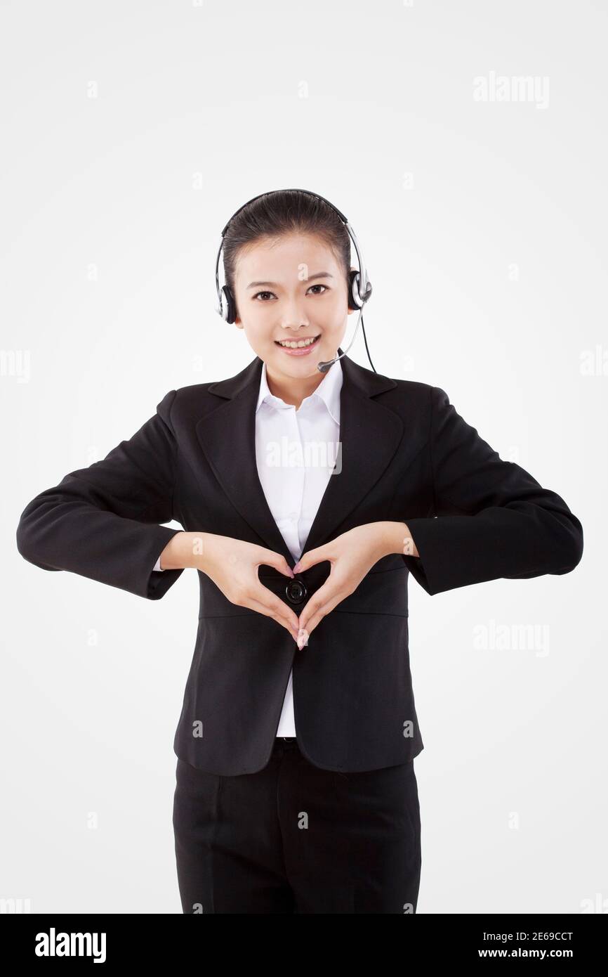 Femme d'affaires orientale portant un casque photo de haute qualité Banque D'Images