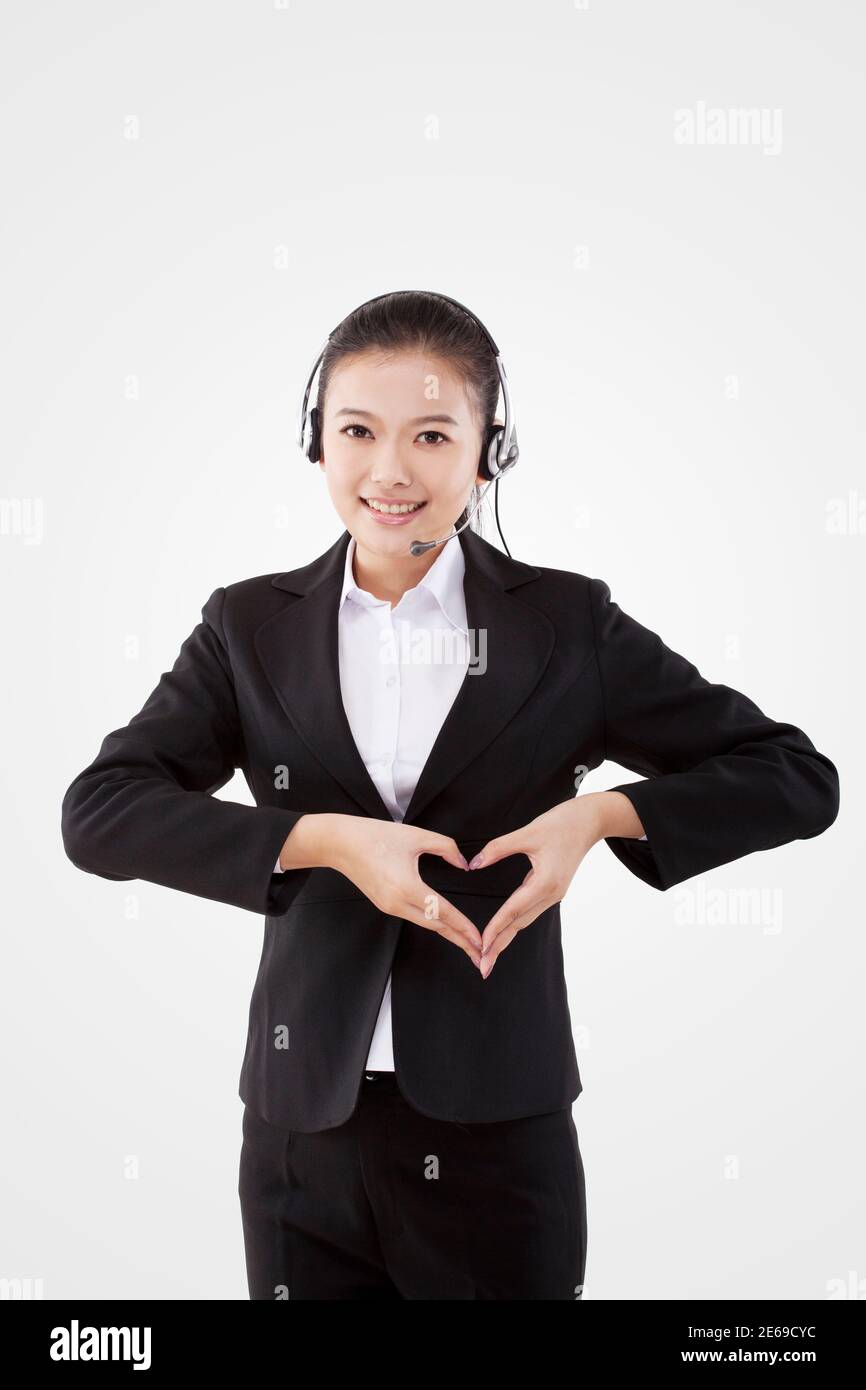 Femme d'affaires orientale portant un casque photo de haute qualité Banque D'Images