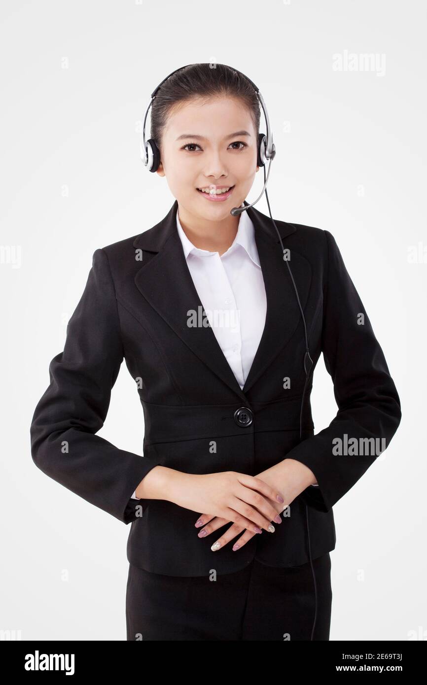 Femme d'affaires orientale portant un casque photo de haute qualité Banque D'Images