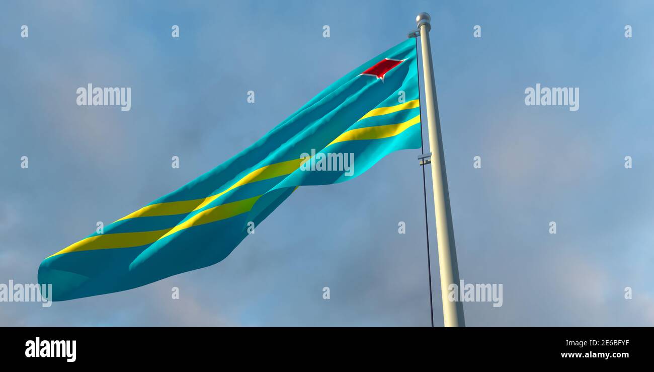 Rendu 3d du drapeau national d'Aruba Banque D'Images