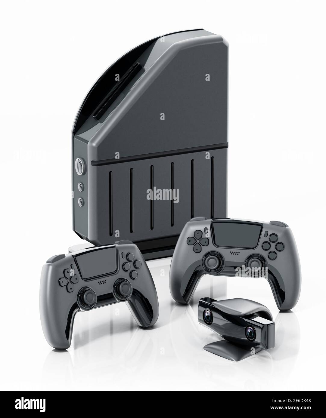 Console de jeux vidéo générique, contrôleurs et caméra isolés sur fond  blanc. Illustration 3D Photo Stock - Alamy