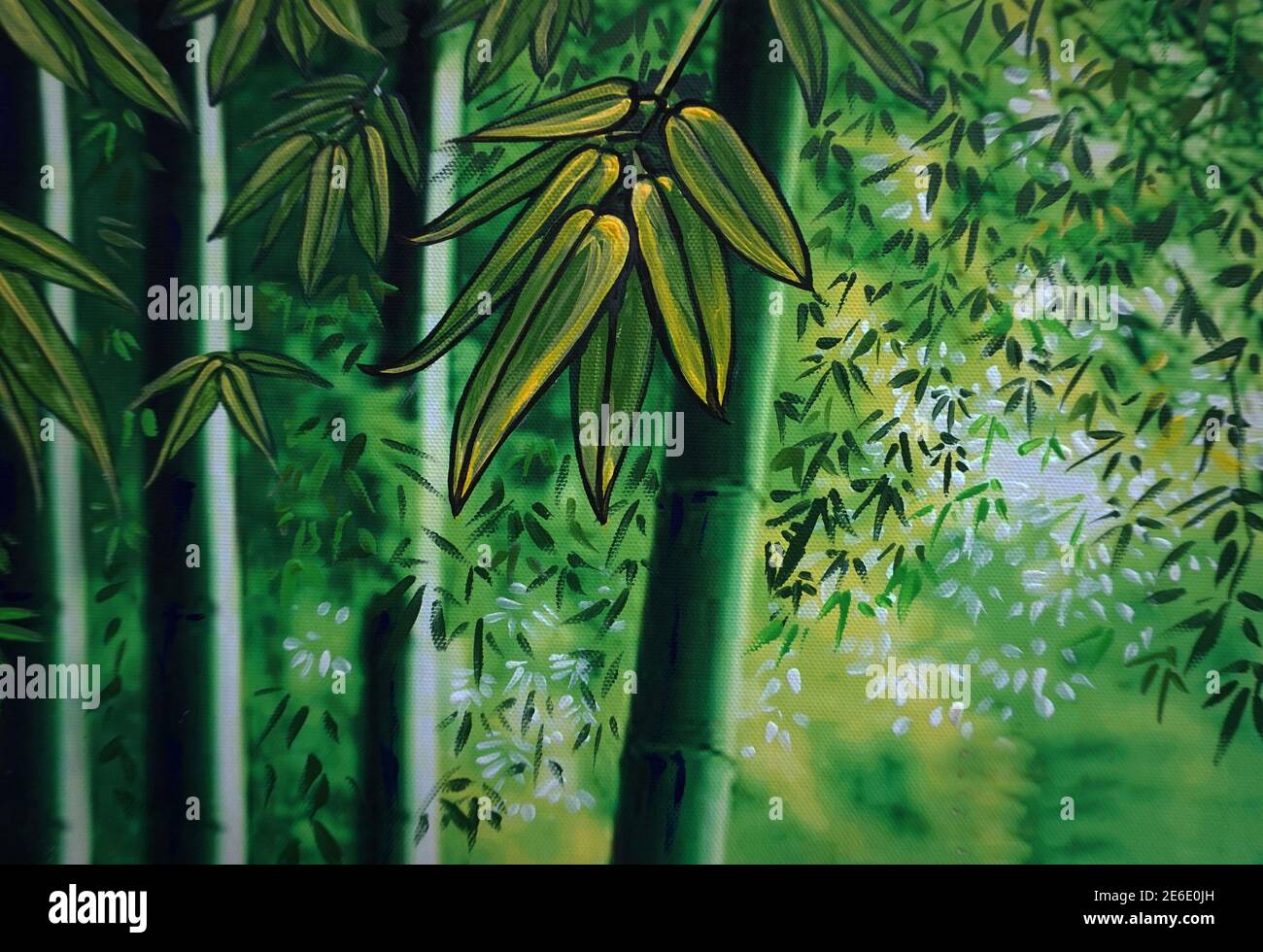 Art peinture à l'huile Fine couleur d'art Sacré bambou grove Banque D'Images