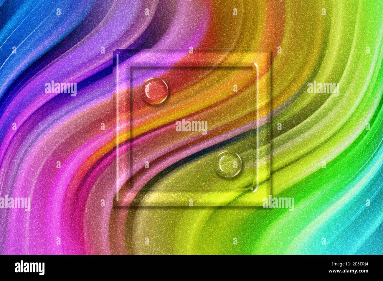 Dés deux en haut, Die Symbol, fond de paillettes arc-en-ciel Banque D'Images