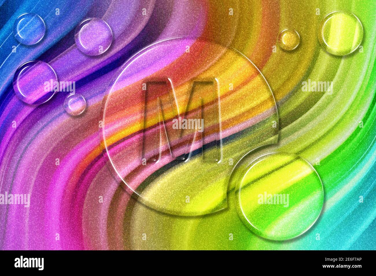 Vitamine M santé symbole, vitamine concept, Folate, fond de paillettes arc-en-ciel Banque D'Images