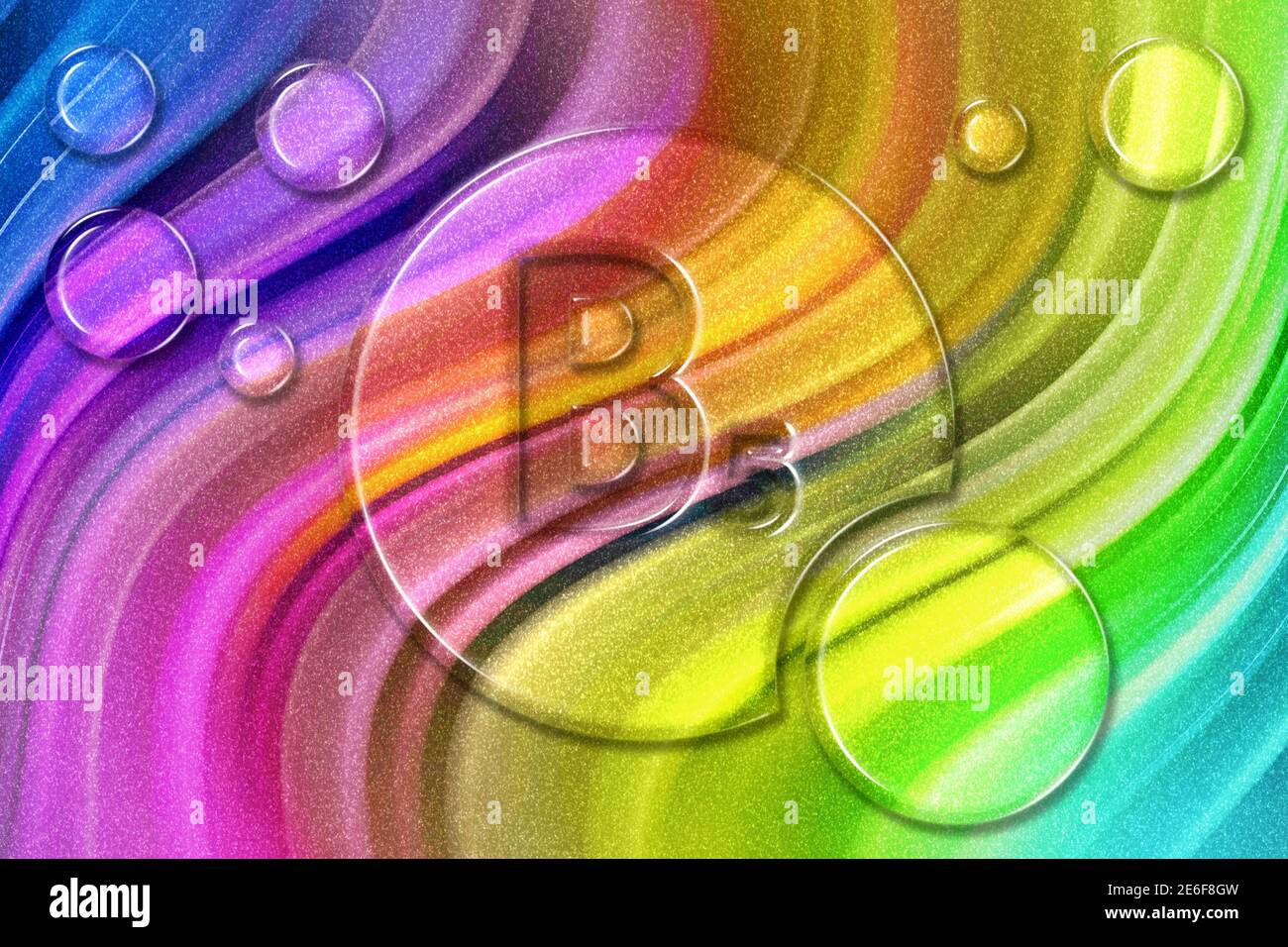 Vitamine B5 santé symbole, vitamine concept, acide pantothénique, fonction métabolique, fond de paillettes arc-en-ciel Banque D'Images