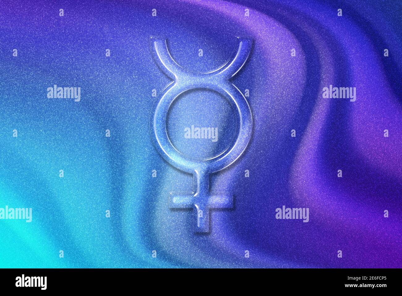 Symbole de Pluton, signe de Pluton, astrologie planète de Pluton, fond violet bleu violet Banque D'Images