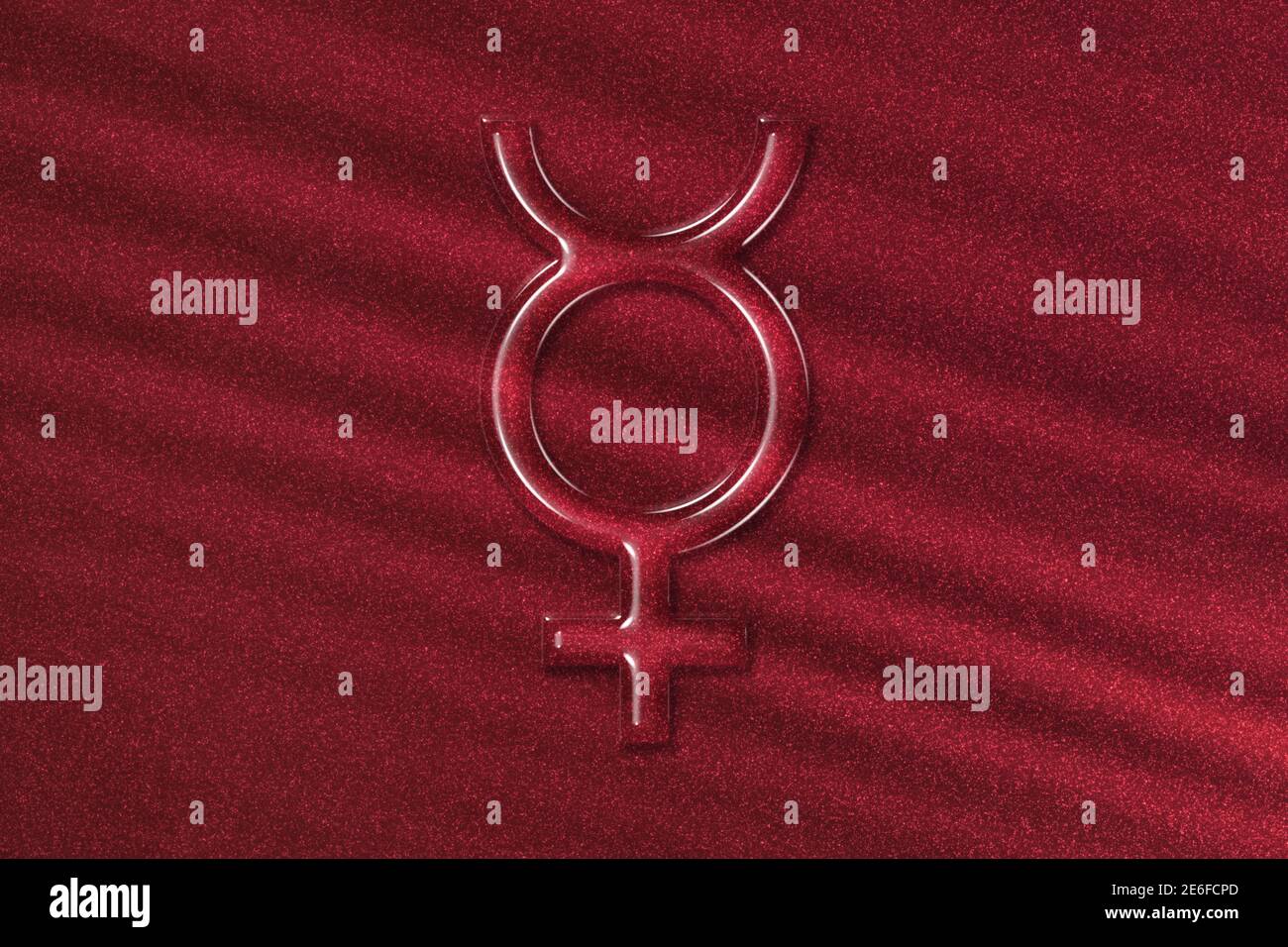 Symbole de Pluton, signe de Pluton, astrologie planète de Pluton, fond rouge Banque D'Images