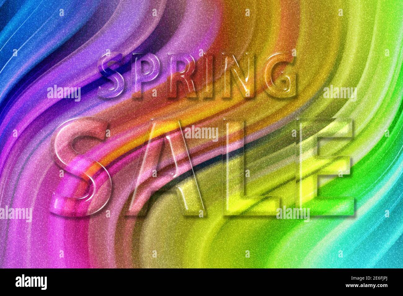 Bannière de soldes de printemps, solde de printemps, fond de paillettes arc-en-ciel Banque D'Images