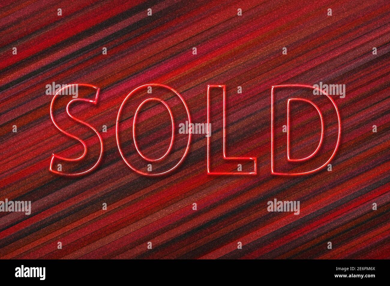 Affiche vendue. Bannière vendue, autocollant vendu, fond rouge Photo Stock  - Alamy