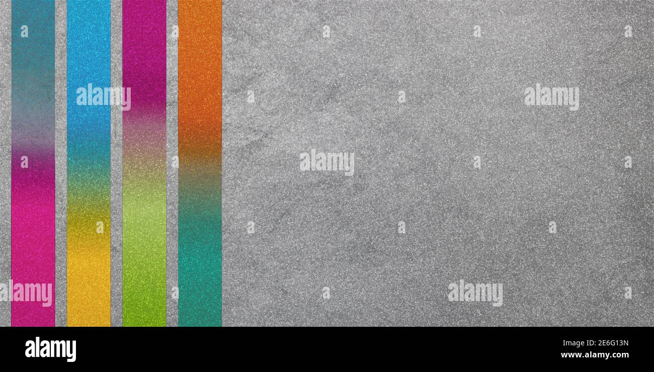 Bannière abstraite multicolore, fond de luxe pailleté, arc-en-ciel, argent Banque D'Images