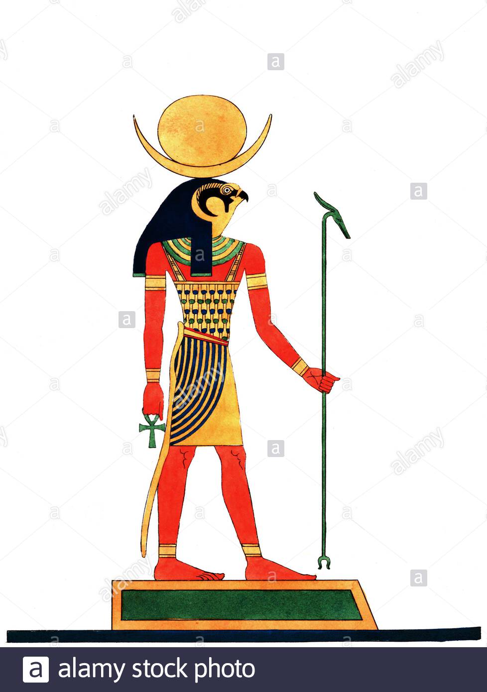 Égypte ancienne, Dieu Khonsu de la Lune, illustration ancienne de 1823 Banque D'Images