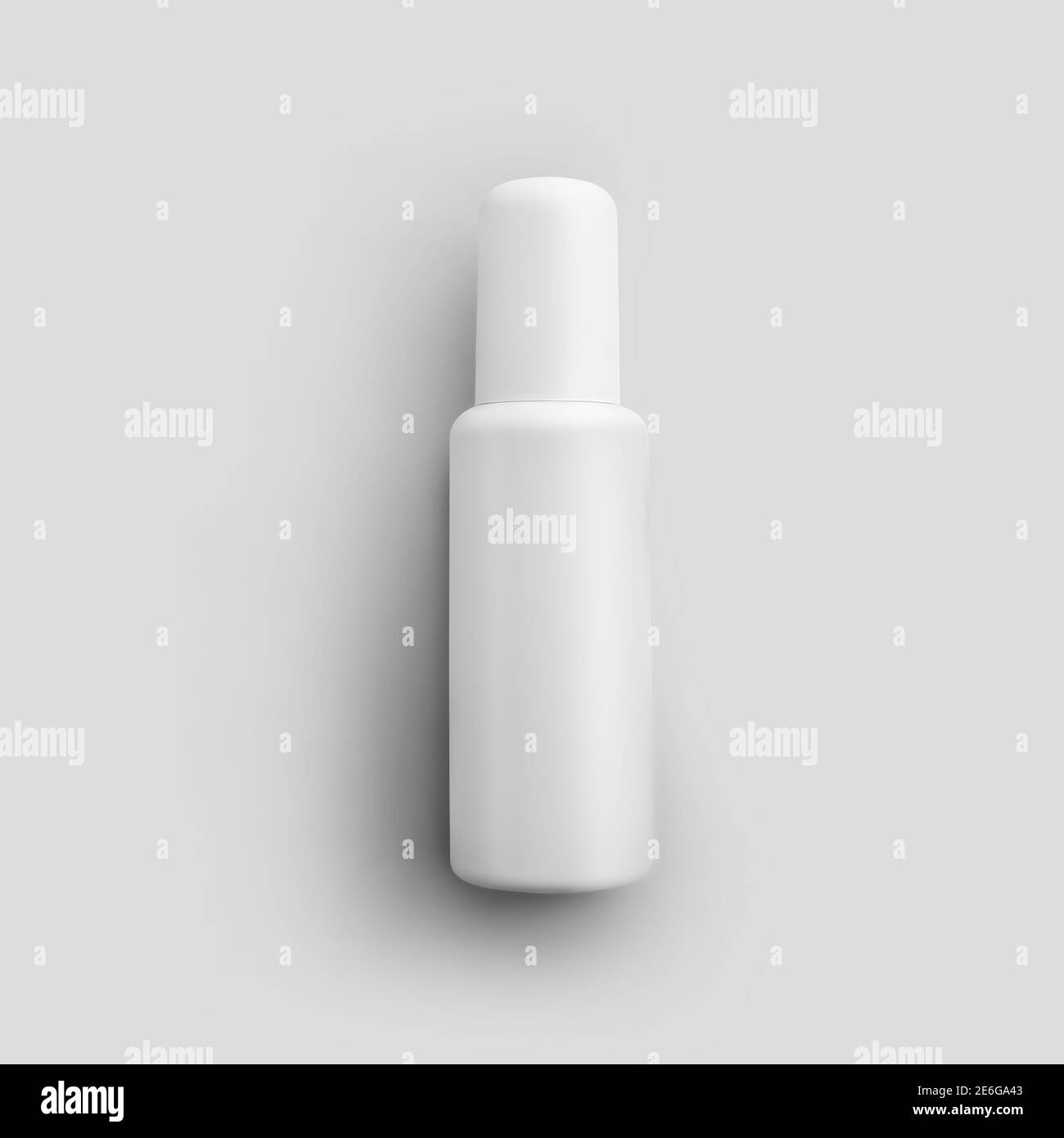 Modèle de flacon en plastique mat avec bouchon, pot en aérosol blanc, pour la présentation du design, logo. Flacon Mockup avec atomiseur pour cosmétiques, parfums, antisepti Banque D'Images