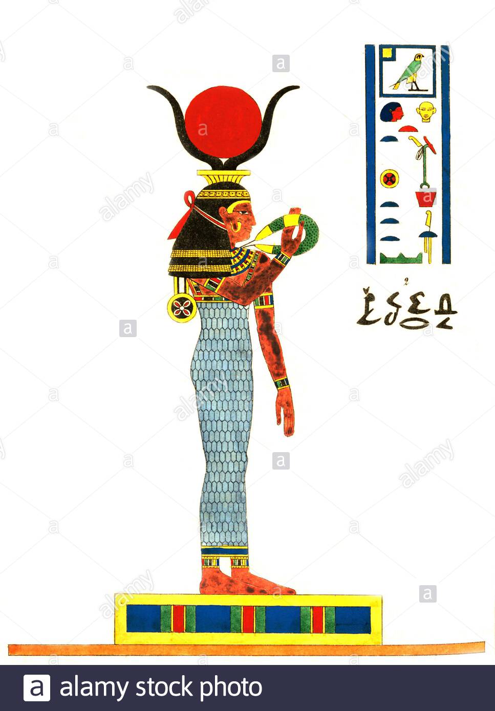 Ancienne Égypte, Hathor, illustration ancienne de 1823 Banque D'Images