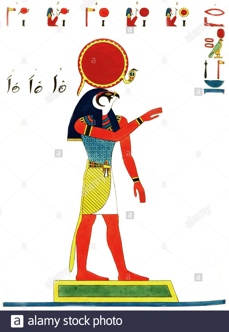 Égypte ancienne, Sun God Ra, illustration ancienne de 1823 Banque D'Images