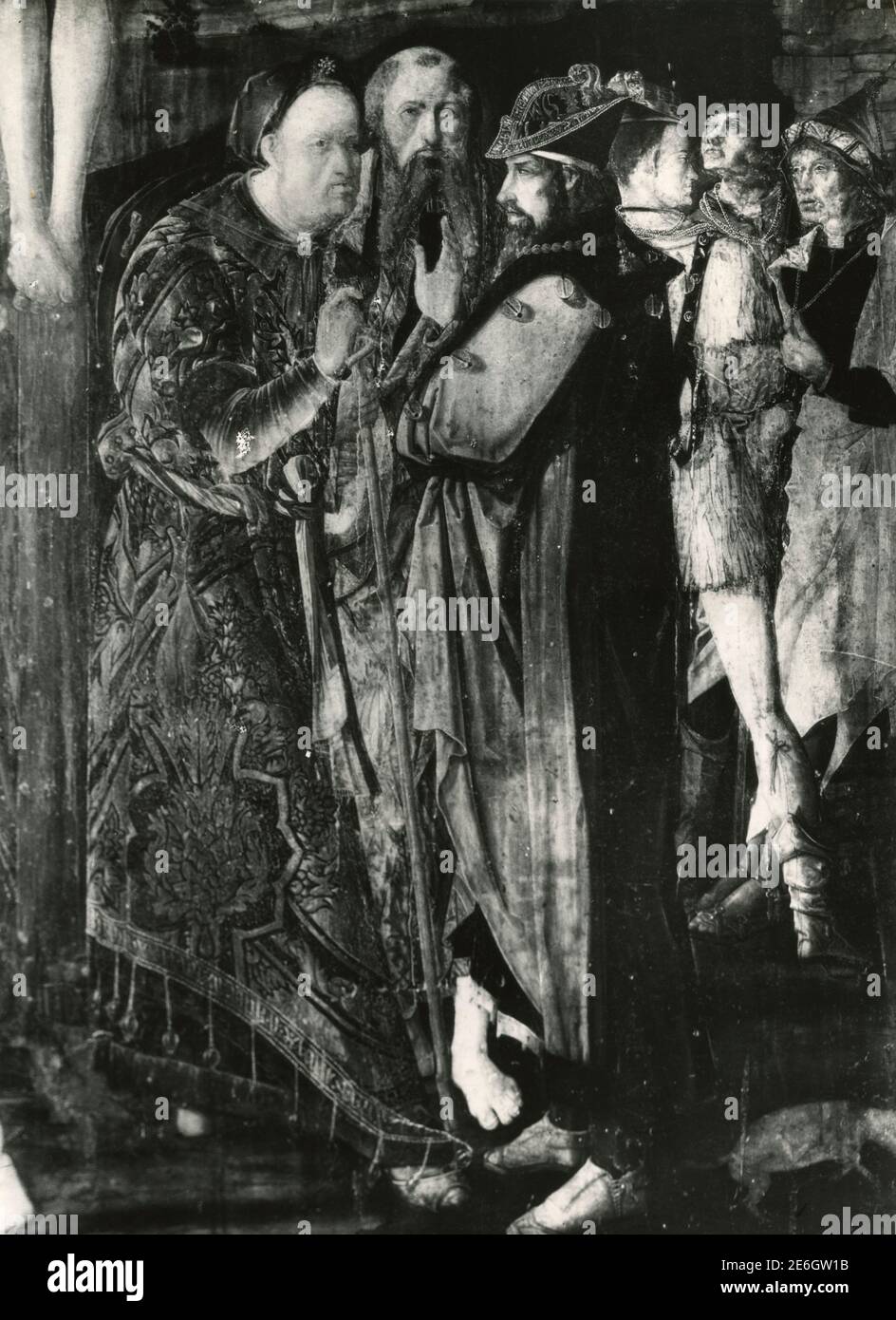 Baptismal font, peinture de l'artiste espagnol Rodrigo de Osona, Eglise Saint-Nicolas, Valence, Espagne dans les années 1950 Banque D'Images