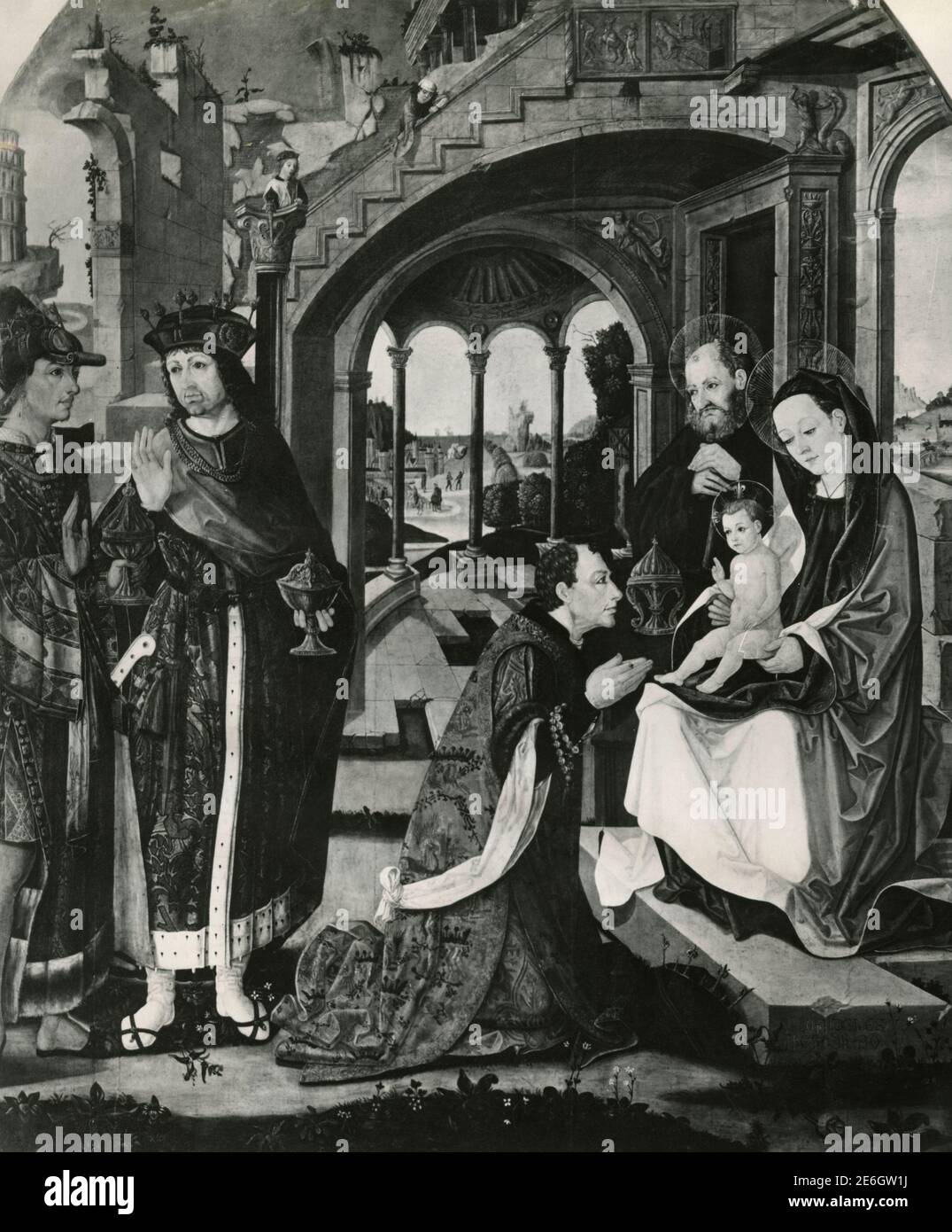 Epiphany, peinture de l'artiste espagnol Rodrigo de Osona, National Gallery, Londres, Royaume-Uni dans les années 1950 Banque D'Images