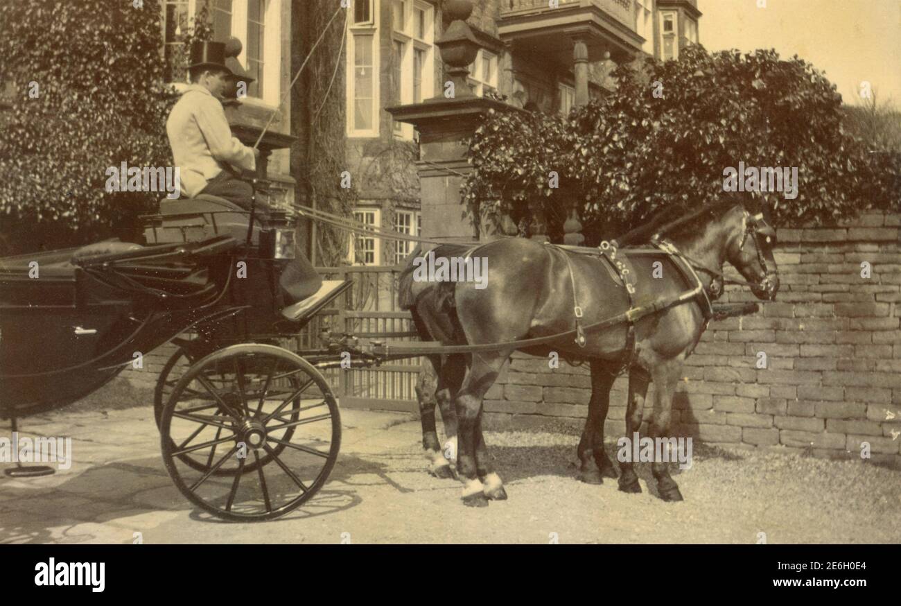 Calèche avec deux chevaux, 1890 Banque D'Images