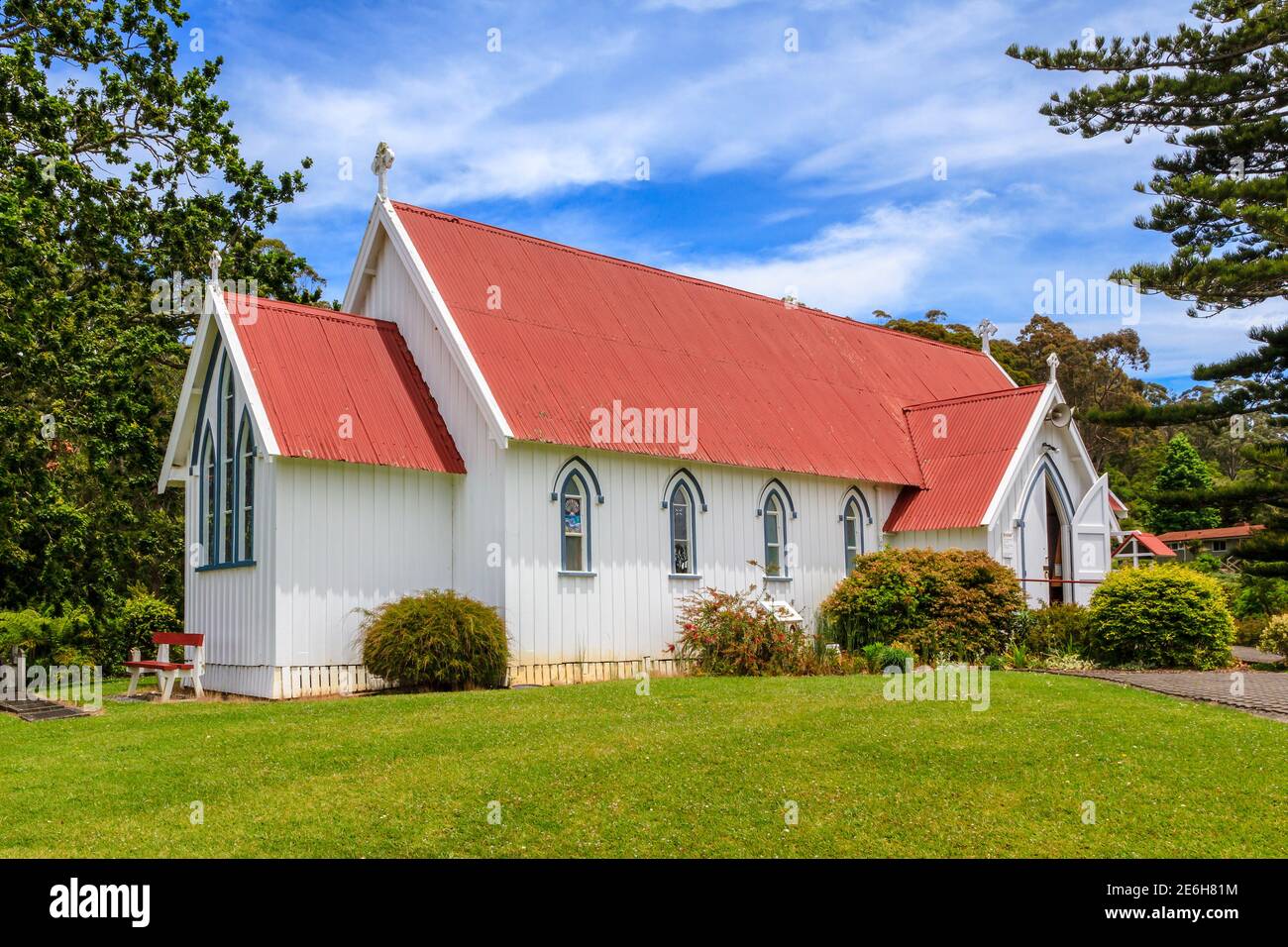 L'église anglicane Saint-James de Kerikeri, en Nouvelle-Zélande, un bâtiment historique en bois datant de 1878 Banque D'Images