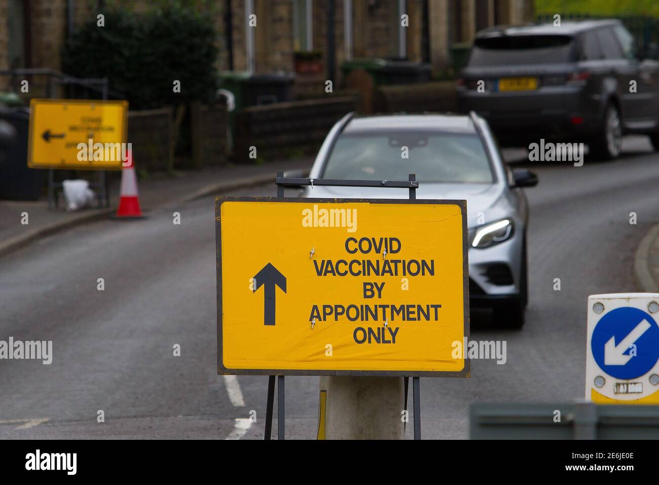 Honley, Holmfirth, Yorkshire, Royaume-Uni, 29 janvier 2021. Honley Village Hall COVID-19 Centre de vaccination ouvert cette semaine, vaccinant des centaines de personnes par jour. Richard Asquith/Alamy Live News Banque D'Images