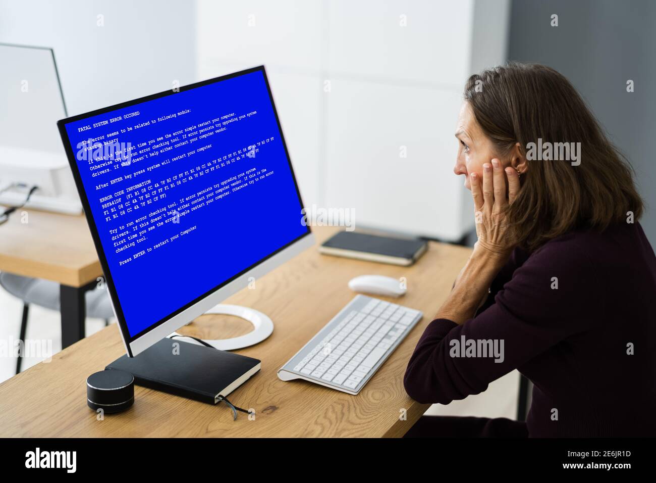 Erreur BSOD bleue sur l'ordinateur. Attaque de programmes malveillants Banque D'Images