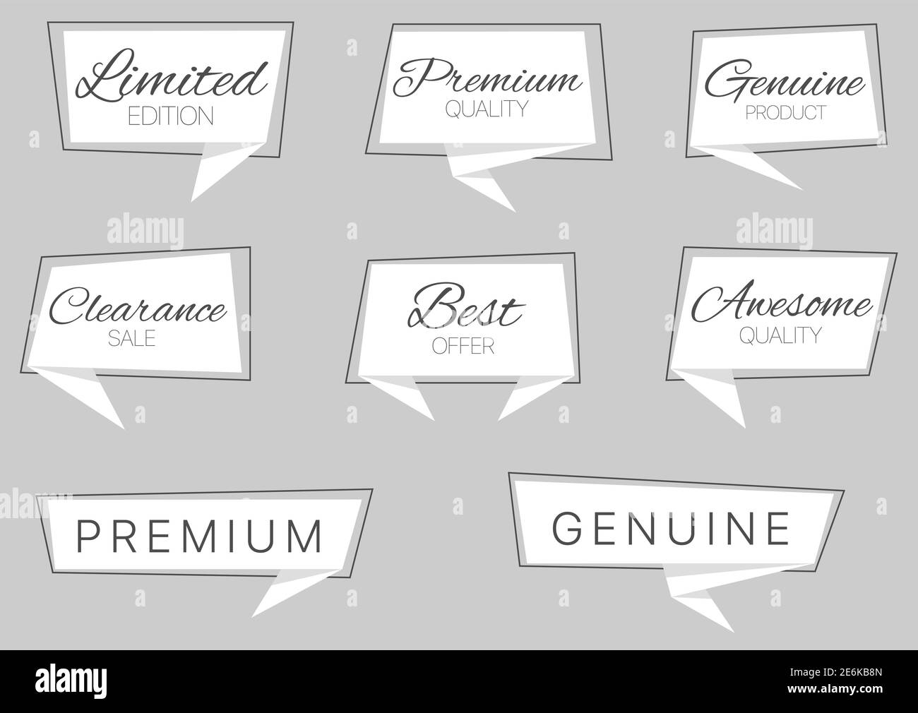 Ensemble d'étiquettes en papier blanc tendance Illustration de Vecteur