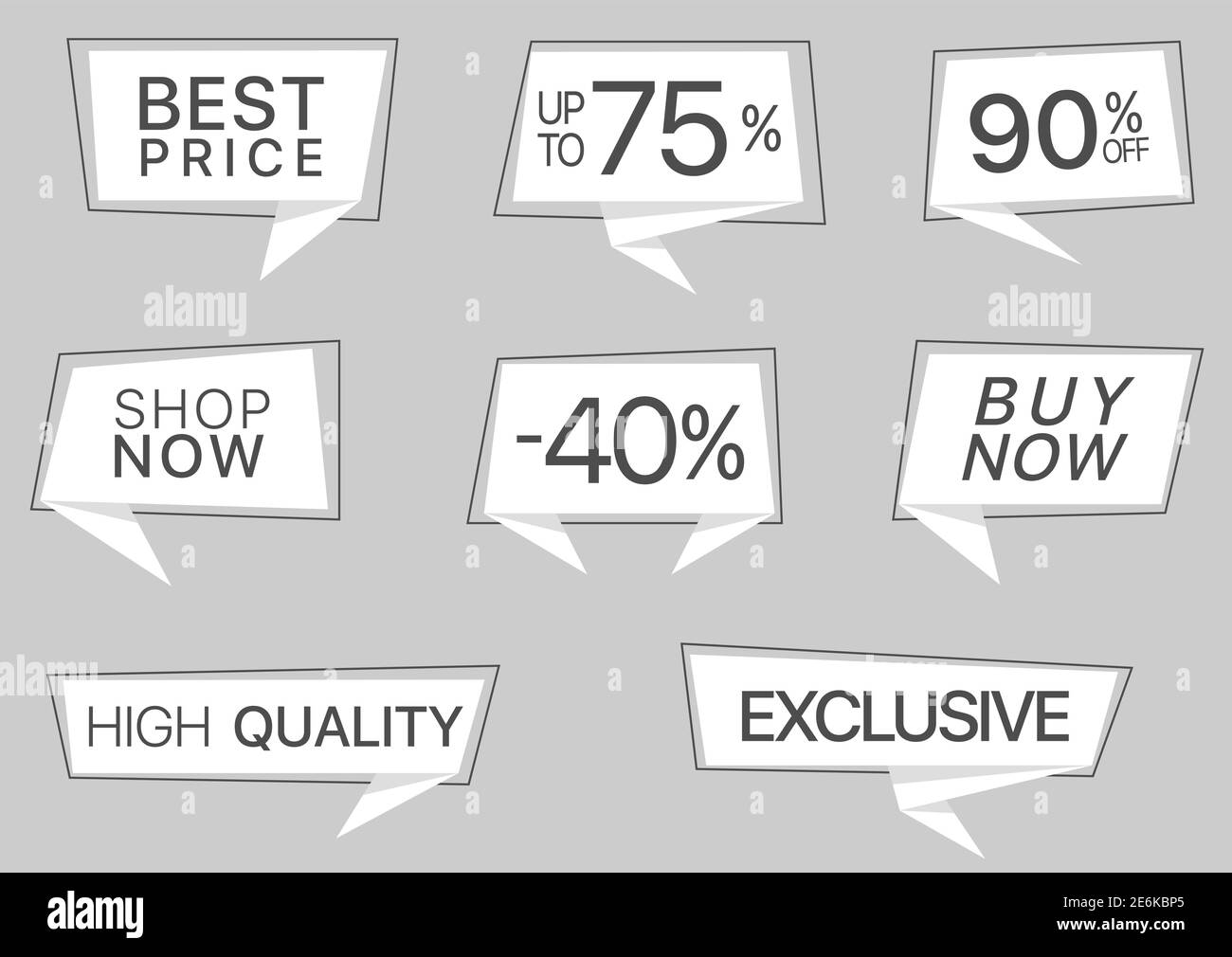 Ensemble d'étiquettes en papier blanc tendance Illustration de Vecteur