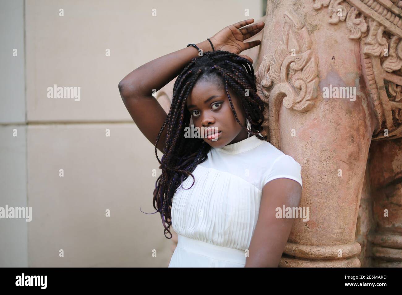 portrait du jeune adolescent afro-américain joyeux en plein air Banque D'Images