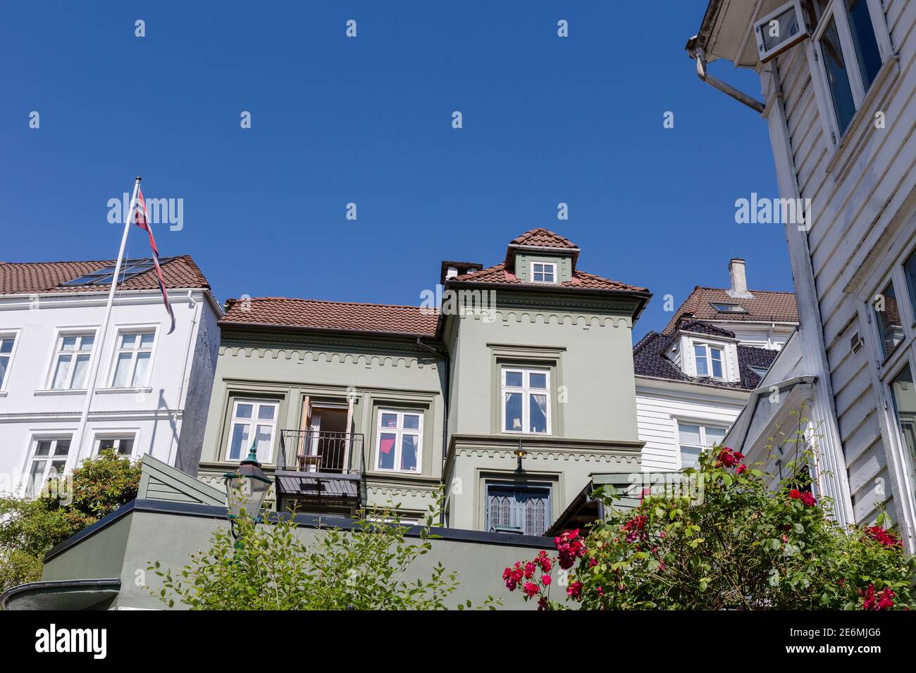 Vieille ville de Bergen, Norvège en été Banque D'Images