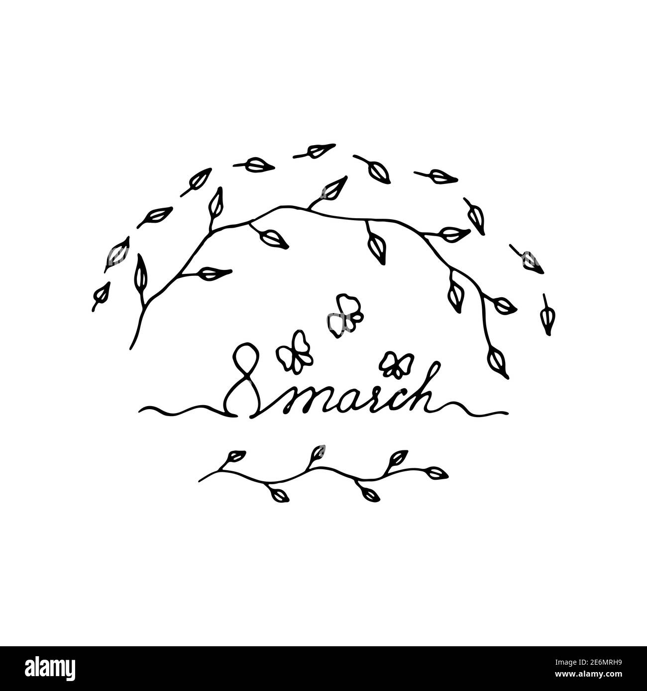 Ensemble de lettres de fête des femmes et éléments floraux Illustration de Vecteur