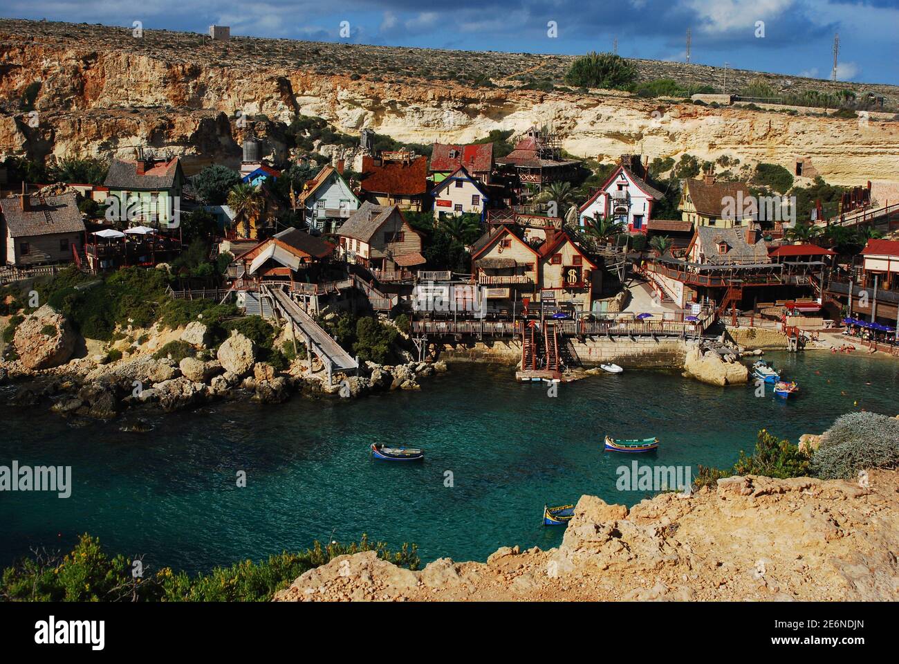 Popeye Village est le décor coloré du film américain Popeye dans les îles de Malte Banque D'Images