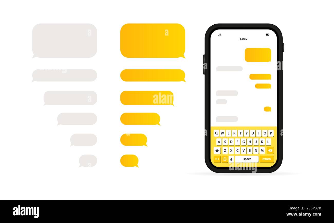 Modèle de message téléphonique. Modèle de page de discussion sur les réseaux sociaux. Messages bulles icônes vectorielles. Icône plate sur un arrière-plan blanc isolé. Vecteur EPS 10 Illustration de Vecteur