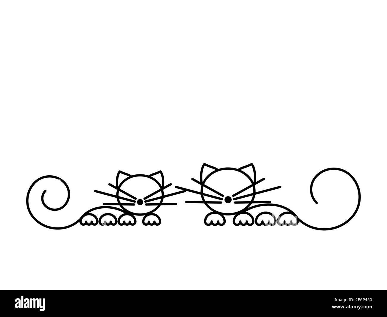 Joyeux Cats Silhouettes. Imprimé chat. Illustration minimaliste Art Vector. Illustration de Vecteur