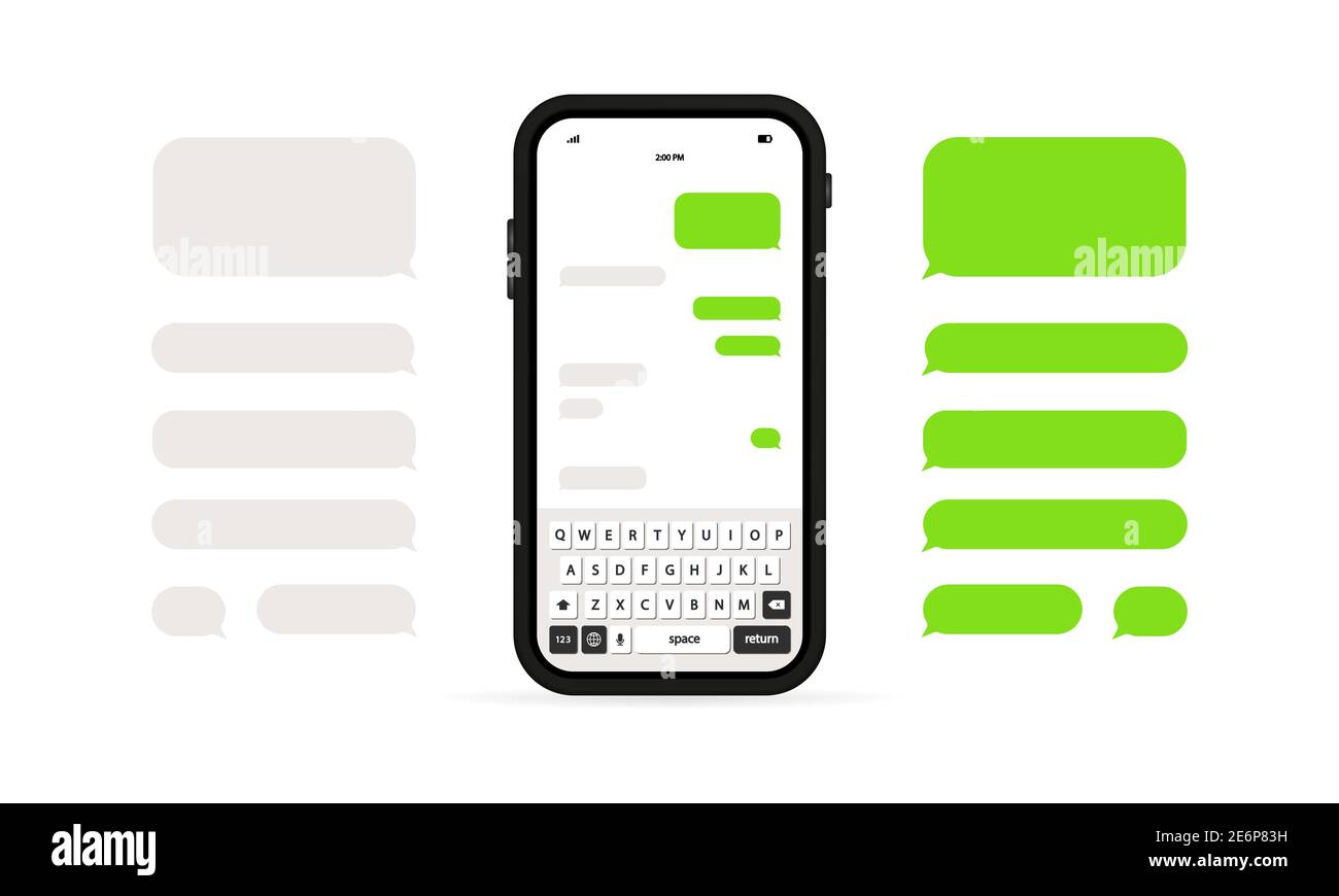 Modèle de message téléphonique. Modèle de page de discussion sur les réseaux sociaux. Messages bulles icônes vectorielles. Vecteur sur un arrière-plan blanc isolé. SPE 10. Illustration de Vecteur